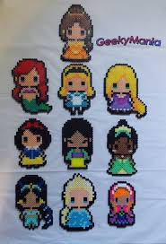 Walt Disney Princess Blanche Neige Cendrillon Aurore Anna Elsa Belle Mulan Ariel Alice Pocahantas Raiponce Tiana Jasmine Perler Beads アイロンビーズ 図案 ディズニー ハマビーズ メルテッドビーズ