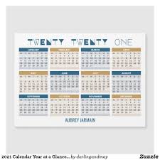 2021 Magnetic Calendar Year At A Glance Blue Beige Zazzle Com In 2020 Magnetic Calendar Yearly Calendar Magnetic Business Cards