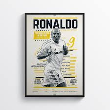 ʁoˈnawdu ˈlwis nɐˈzaɾju dʒi ˈɫĩmɐ; Ronaldo Luis Nazario De Lima Football Print Brazilian Legend Football Poster Ronaldo Luis Nazario De Lima Ronaldo Football Poster