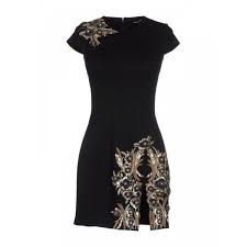 Dsquared2 Black Jewel Embellished Mini Fitted Dress 21 670 Uah Liked On Polyvore Featuring Dresses Tight Mini Dress Sequin Pakaian Wanita Pakaian Wanita