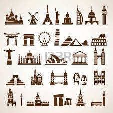 Big Set Of World Landmarks And Historic Buildings Vector Silhouettes And Icons Monuments Historiques Monuments Pochoir Silhouette
