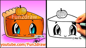 How to draw a pumpkin pie. How To Draw Thanksgiving Things Cute Pumpkin Pie Fun2draw Food Online Classroom For Art Lessons Youtube