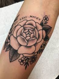 Rose Tattoo With Anniversary Date Myra Oh Date Tattoos Anniversary Tattoo Tattoos