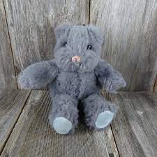 Vintage Teddy Bear Plush Fuzzy Stuffed Animal Grey Stitched Pink Nose Gray Blue Feet Mouse Tb Trading Teddy Bear Plush Vintage Teddy Bears Teddy Bear