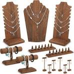 Jerify 13 piezas de joyería expositores conjunto de madera en forma de T  collar pulsera anillo dedo pendiente soporte de exhibición para el hogar ...