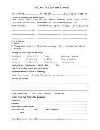 Bullying Incident Report Form Incident Report Form Incident Report Report Template