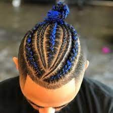 Black Hair Blue Highlights Short Braids Hairstyles Bun Undercut Mens Braids Hairstyles Braided Hairstyles Cool Braid Hairstyles