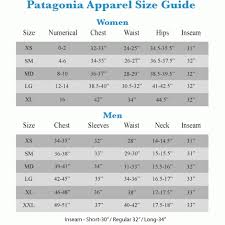 Patagonia Size Chart Bedowntowndaytona Com