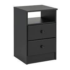 The two drawers discreetly tuck away everything you want out of sight, while the open shelf is p Prepac Astrid 2 Drawer Nightstand Black Staples Ca
