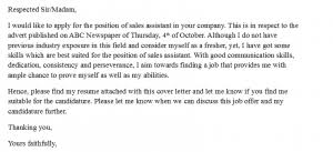 Start your no experience cover letter with the supervisor's name. Sales Assistant Cover Letter No Experience Sample Cover Letter