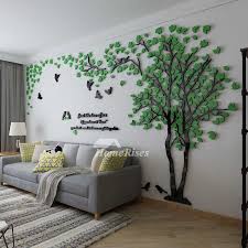 Tree Wall Decal 3d Living Room Green Yellow Acrylic Best Decorative Tree Wall Decal Living Room Wall Decals Living Room Wall Stickers Home Decor