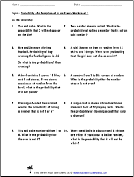 You need adobe acrobat reader to view and print these documents. Topic Probability Of A Complement Of An Event Worksheet 1 Do The Following Pdf Free Download
