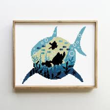All patterns are delivered via download below. Shark Counted Cross Stitch Pattern By Stitches Lovers Shop On Zibbet