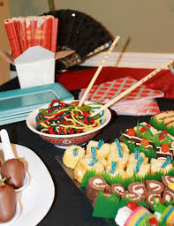 Sushi Theme Birthday Party Miss B Is 14 Chickabug Ninja Birthday Parties Karate Birthday Japanese Birthday