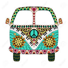 Take a chance on life: Hippie Vintage Car A Mini Van In Style For Adult Anti Stress Coloring Page With High