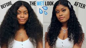 Fold a silk scarf in half, then wrap the scarf around your head and tie it in front of the ponytail. How To Do A Wet Look With Curly Wig Tinashehair