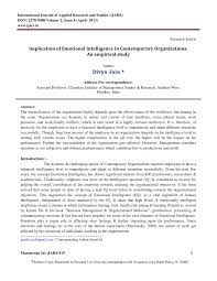 Pdf Implication Of Emotional Intelligence In Contemporary Organizations An Empirical Study