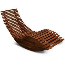 Ergonomic Sauna Lounger Rocking Function Fsc Certified Acacia Wood Sun Lounger Wooden Patio Chairs Patio Lounge Chairs