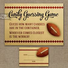 Set the jar guessing cards and pens out on a table. Printable Candy Guessing Game Football