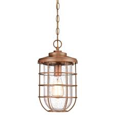 Modern pendant lights are quickly becoming fascinating works of art. Westinghouse Ferry 1 Light Washed Copper Outdoor Hanging Pendant 6348100 The Home Depot