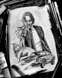 Drawing of keanu reeves as john wick: Just Finished Drawing John Wick Hope The New Movie Would Be Good 9gag