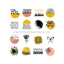 Boho Instagram Story Highlight Icons Marigold Mustard Yellow Etsy In 2020 Blog Branding Kit Watercolor Circles Circle Clipart