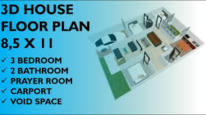 Check spelling or type a new query. 8 5 X 11 Modern Minimalist Home With 3 Bedroom 3d House Floor Plan Youtube