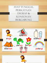 Diftong digraf vokal berganding konsonan bergabung. Ayat Tunggal Perkataan Digraf Konsonan Bergabung