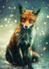 Mr Fox Metal Poster Claudia Mckinney Displate In 2020 Cute Animal Drawings Kawaii Cute Animal Drawings Fox Background