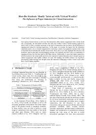 Learning in computer generated environments 1. Pdf How Do Students Really Interact With Virtual Worlds The Influence Of Proper Induction For Virtual Interactions Athanasios Christopoulos Academia Edu
