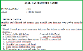 Lengkap Soal Uas Ski Mts Kelas 8 Semester 1 Tahun Pelajaran 2018 2019 Uambn 2019