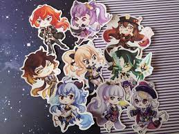 Genshin Impact Sticker Jean Qiqi Diluc Ganyu Keqing Etsy In 2021 Beautiful Stickers Pokemon Cards Prints