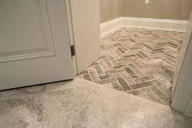 Herringbone Pattern Travertine Floor Kitchen Flooring Room Flooring Travertine
