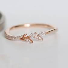 Tisonliz Danity Leaf Crystal Engagement Rings Women S Eternity Wedding Band Rings For Female Rose Gold Rings Jewelry Gifts Crystal Engagement Rings Dainty Engagement Rings Dainty Wedding Ring