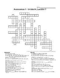 Kids can input answers and clues using a simple form or by coping and pasting from a text this version of crossword puzzle maker requires at least 10 words. Avancemos 1 Unit 4 Lesson 1 4 1 Crossword Puzzle By Senora Payne