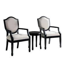 The padded fabric accent chair features a simple solid back and rounded seat cushion for optimal support. Furniture Of America Dweight Black Linen Camelback 3 Piece Accent Table And Chair Set Idf Ac6026bk 3pk The Home Depot