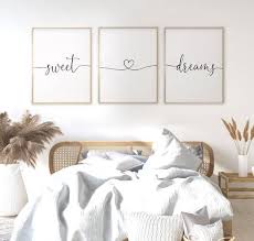 Sweet Dreams Printable Art Set Of 3 Bedroom Art Above Bed Etsy In 2021 Above Bed Decor Bedroom Art Above Bed Bed Decor
