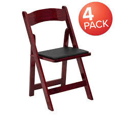 Flash Furniture 4 Pk Hercules Series Mahogany Wood Folding Chair With Vinyl Padded Seat Wood Folding Chair Folding Chair Wooden Folding Chairs