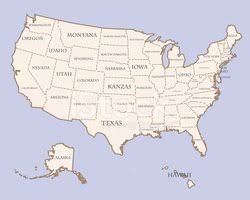 Con las fronteras estatales, la cobertura forestal, los nombres de lugares y de las principales carreteras. Mapa De Estados Unidos Con Los Nombres De Los Estados Vector