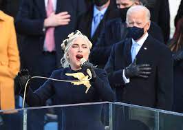 Another fan pointed out the singer had an outfit that was inspired by princess leia from star wars on tuesday and then channeled hunger games on wednesday. Lady Gaga Inauguration National Anthem Performance Stuns