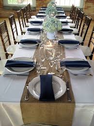 Image Result For Ivory Tablecloth Navy Napkins Burlap Runner Wedding Table Settings Table Runners Wedding Table Settings