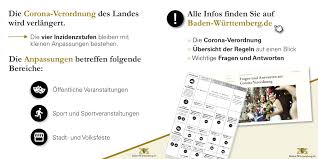 August in kraft treten soll, nicht mehr als ordnungspolitisches instrument auftauchen, teilte das. Landesregierung Bw On Twitter Die Coronaverordnung Des Landes Wird Verlangert Die Vier Inzidenzstufen Bleiben Mit Kleinen Anpassungen Bestehen Weitere Info Auf Https T Co Jvgz4apvju Https T Co Qrdv9okuny