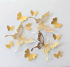 26 Gold Butterfly Wall Decal Gold Paper Butterflies Gold Butterfly Wedding Wall Decor Butterfly Wall Decals Paper Butterflies Butterfly Wall