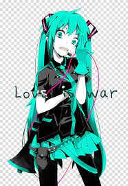 Vocaloid Render Teal And Black Anime Character Transparent Background Png Clipart Miku Hatsune Vocaloid Love Is War Vocaloid