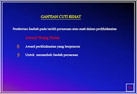 6 9.1 pemberian wang tunai di bawah surat pekeliling perkhidmatan ini hendaklah direkodkan menggunakan format seperti di lampiran b dan dicatatkan dalam buku mengambil cuti rehatnya yang dia layak di bawah atau mengikut kontrak ini, pegawai layak diberi wang tunai sebagai gantian. Perintah Am Bab C Cuti Ppt Download