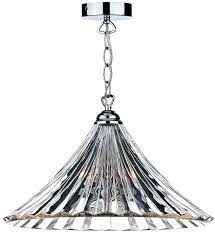 Pendant lights, sometimes referred to as drop or suspender lights are a lone lighting fixture that hang from the ceiling and are usually suspended by a cord, chain or in some cases the use of a metal rod is employed. Dar Ardeche Fluted Glass 1 Light Ceiling Pendant Chrome Ard868