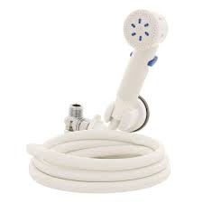 Assisted Bather 3 Spray Handheld Showerhead Plus 8 Ft Hose And Quick Connect In Chrome Grey With White Shower Heads Shower Head With Hose Shower Set