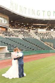 Bride Groom Portraits On The Field A Huntington Park Home Of The Columbus Clippers Baseball Ohio Wedding Venues Huntington Park Ohio Wedding Photographer