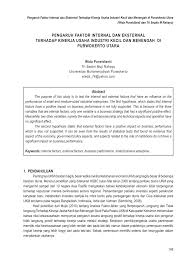 Kegiatan pertanian yang lain seperti. Pdf Pengaruh Faktor Internal Dan Eksternal Terhadap Kinerja Usaha Industri Kecil Dan Menengah Di Purwokerto Utara