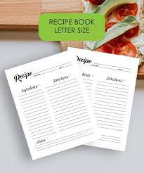 Recipe Book Printable Recipe Sheet Blank Recipe Book Etsy In 2021 Recipe Book Food Printables Printable Recipe Sheets